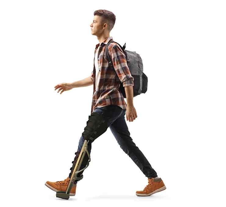 Man striding confidently with an XLEG.